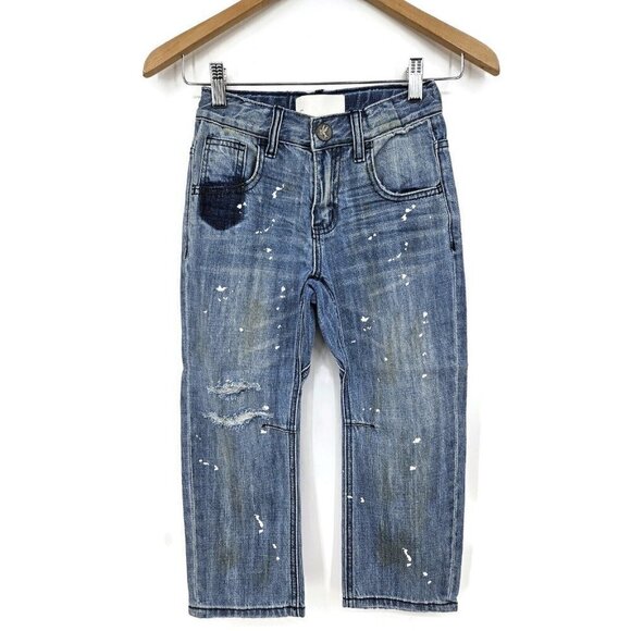 New One Teaspoon Boyfriend Jeans Girls 7-8 Blue Original Artist Denim - Picture 1 of 4